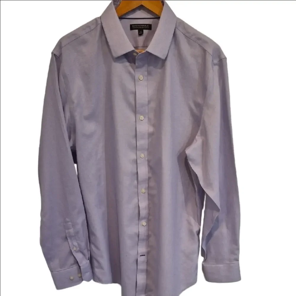 Banana Republic No-iron Tailored Slim Fit Men's Purple Cotton Dress Shirt